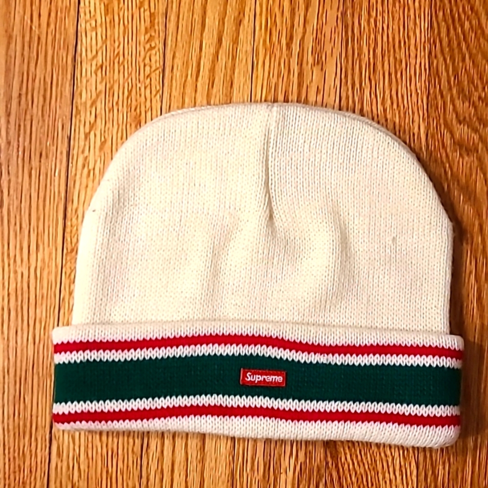 Supreme stripped cuff beanie